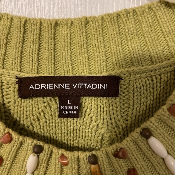Adrienne Vittadini green sweater, pullover, round drew neck, cap sleeves Size L - Picture 6 of 11